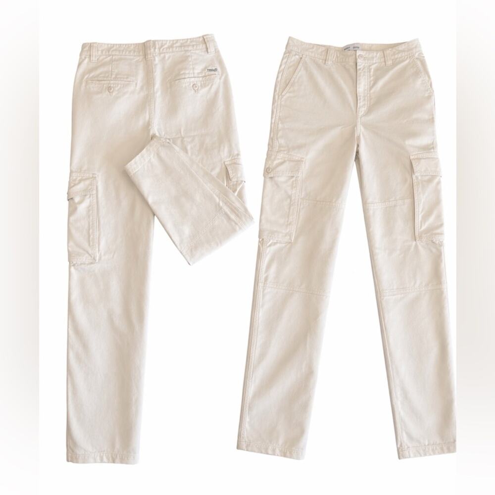 Aritzia TNA Ivory Cargo Pants Womens Sz 10 Utility Jeans Straight Leg Minimalist